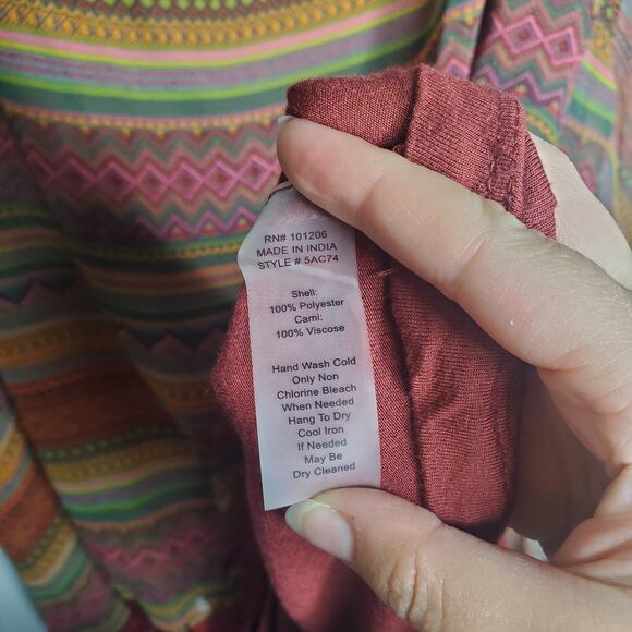 Soft Surroundings Gypset Layered Kimono Tunic Top Red Striped Beaded One Size - Picture 8 of 12